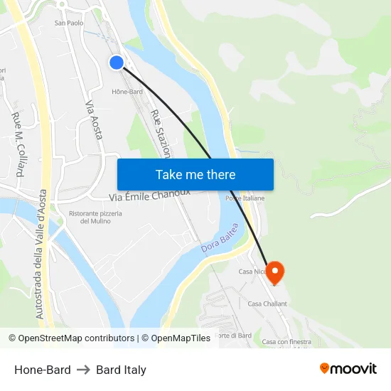 Hone-Bard to Bard Italy map