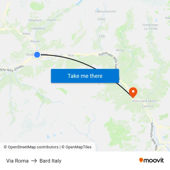 Via Roma to Bard Italy map