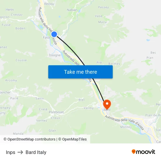 INPS to Bard Italy map