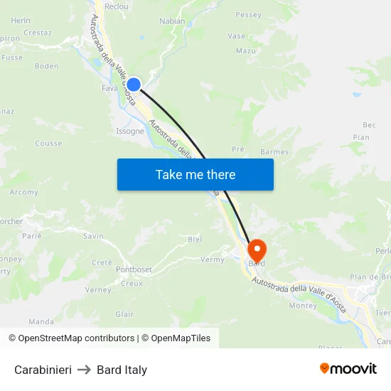 Carabinieri to Bard Italy map