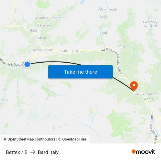 Bettex / B to Bard Italy map