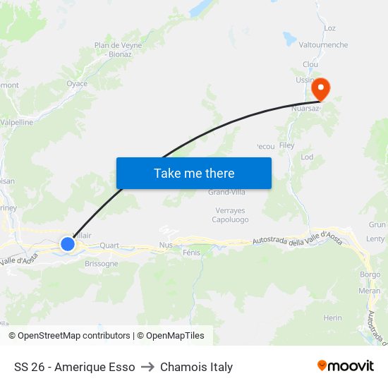 SS 26 - Amerique Esso to Chamois Italy map