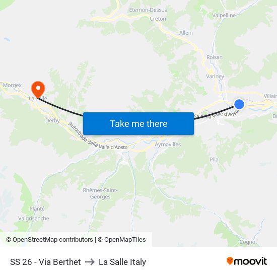 SS 26 - Via Berthet to La Salle Italy map