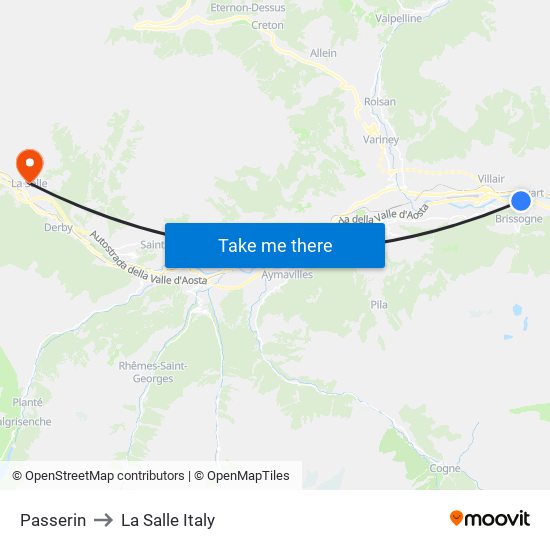 Passerin to La Salle Italy map