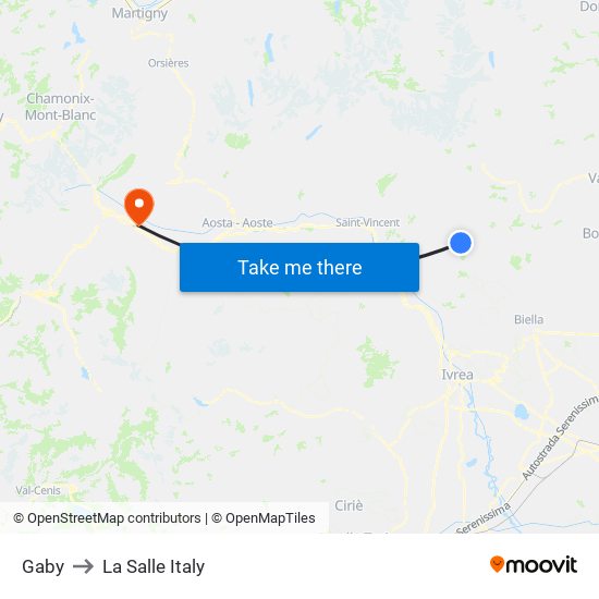 Gaby to La Salle Italy map