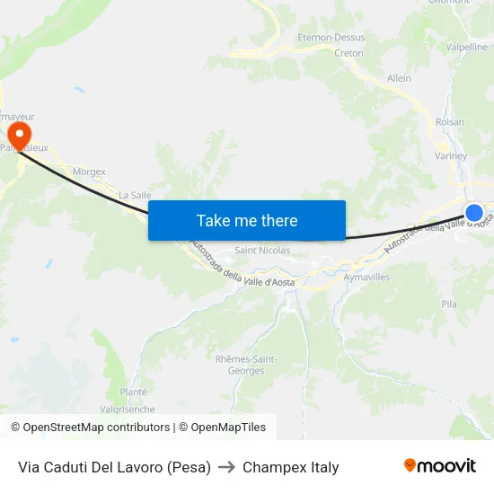 Via Caduti Del Lavoro (Pesa) to Champex Italy map