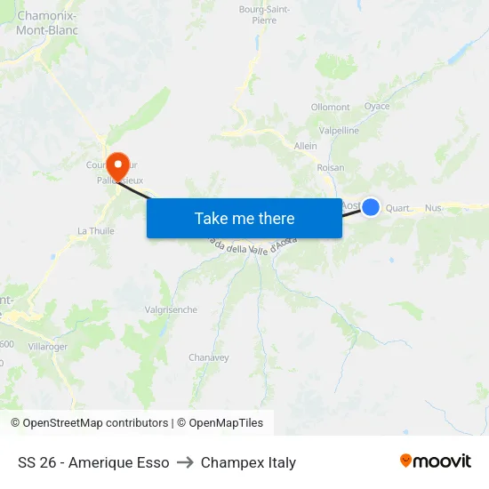SS 26 - Amerique Esso to Champex Italy map