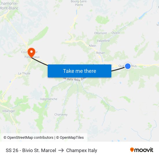 SS 26 - Bivio St. Marcel to Champex Italy map