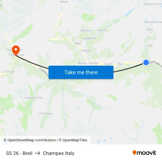 SS 26 - Breil to Champex Italy map