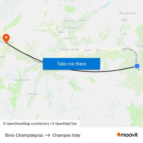 Champdepraz Junction to Champex Italy map