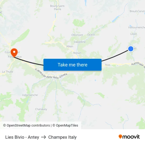 Lies Junction - Antey to Champex Italy map