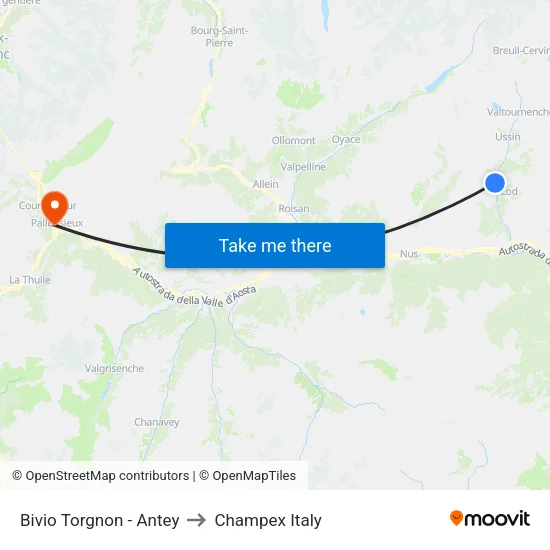 Torgnon Junction - Antey to Champex Italy map