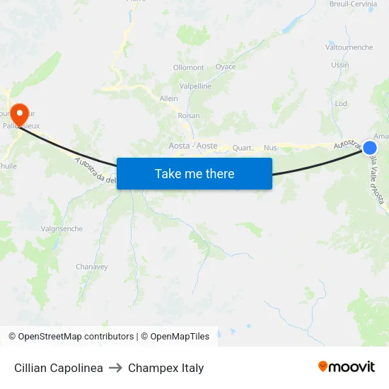 Cillian Terminal to Champex Italy map