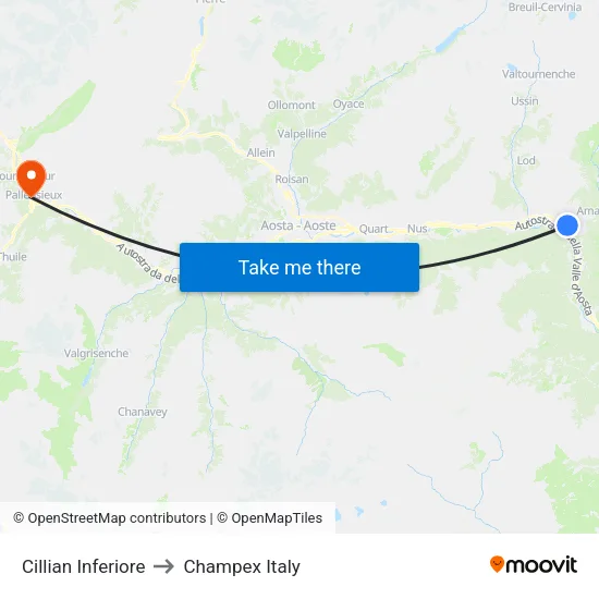 Lower Cillian to Champex Italy map