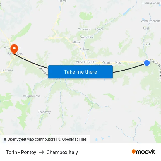Torin - Pontey to Champex Italy map