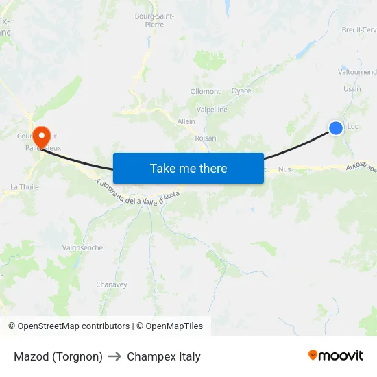 Mazod (Torgnon) to Champex Italy map