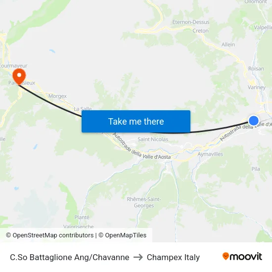 Battaglione Course Ang/Chavanne to Champex Italy map