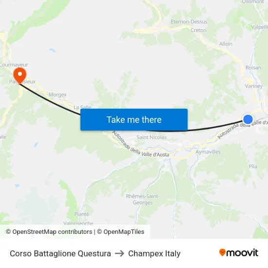 Battaglione Course Police Station to Champex Italy map