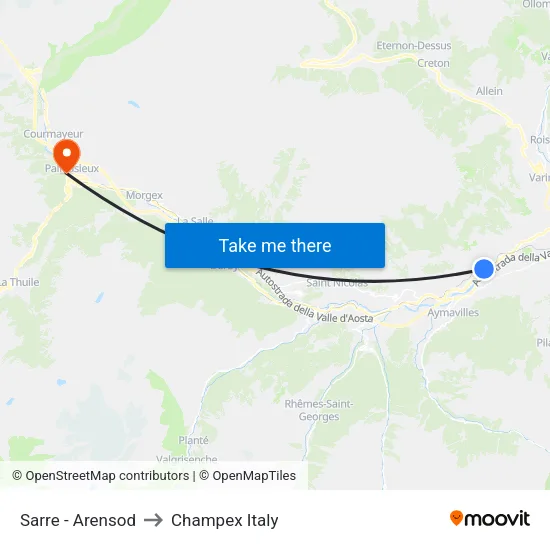 Sarre - Arensod to Champex Italy map