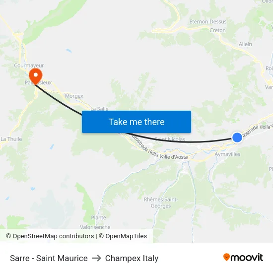 Sarre - Saint Maurice to Champex Italy map