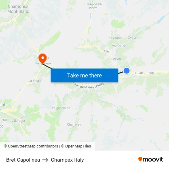 Bret Terminal to Champex Italy map