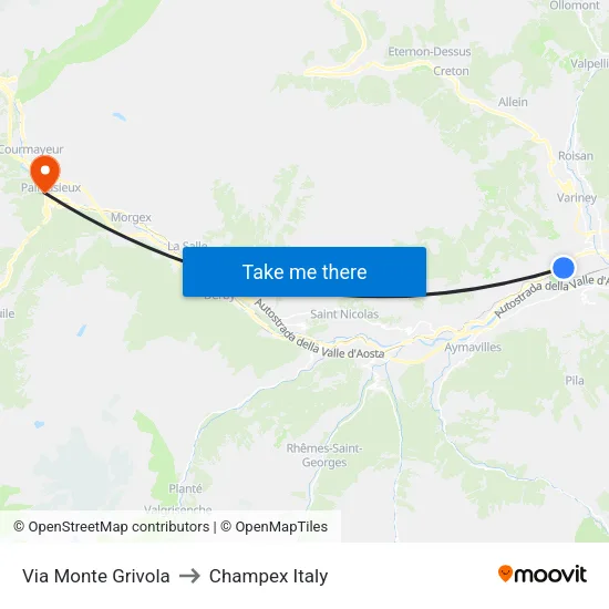 Monte Grivola Street to Champex Italy map