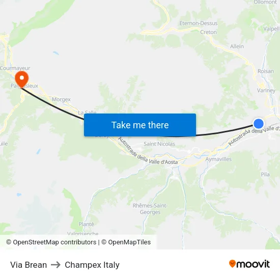 Brean Street to Champex Italy map