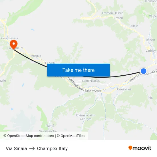 Sinaia Street to Champex Italy map