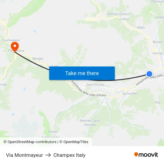 Montmayeur Street to Champex Italy map