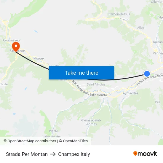 Montan Road to Champex Italy map