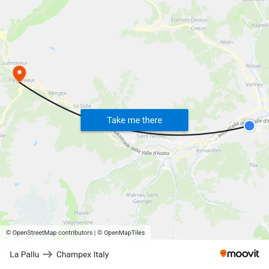 La Pallu to Champex Italy map