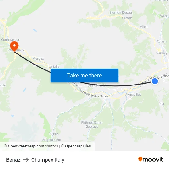 Benaz to Champex Italy map