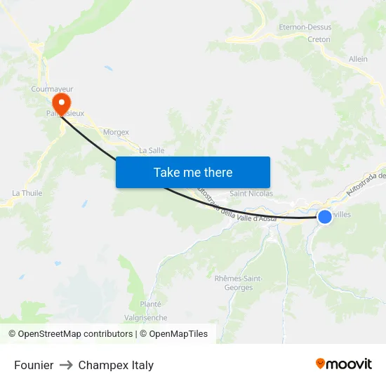 Founier to Champex Italy map