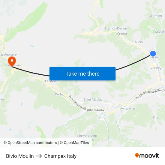Moulin Junction to Champex Italy map