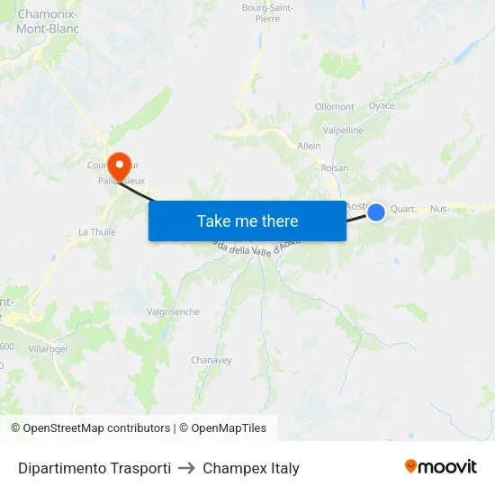 Transport Department to Champex Italy map