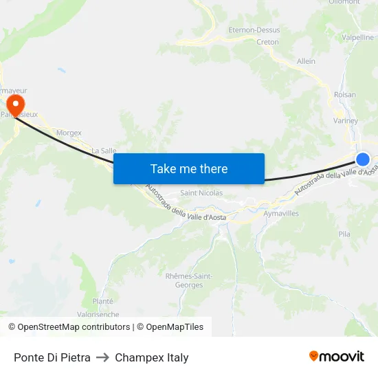 Stone Bridge to Champex Italy map