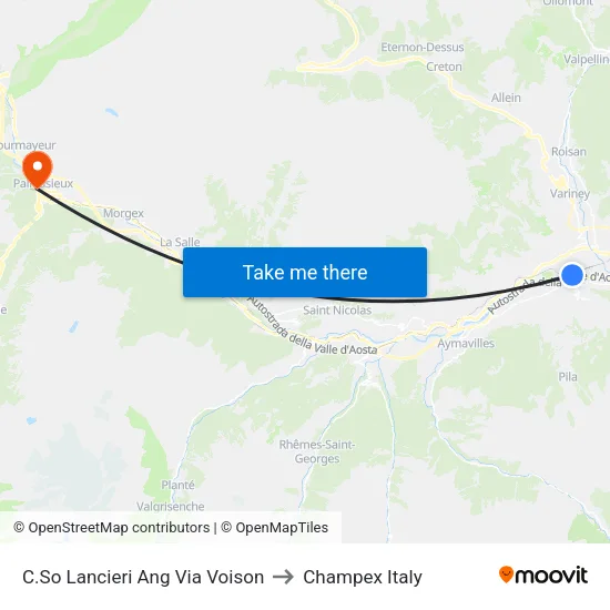 Lancieri Course Corner Via Voison to Champex Italy map