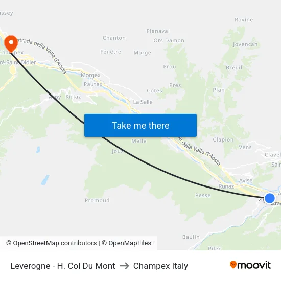 Leverogne - H. Col Du Mont to Champex Italy map