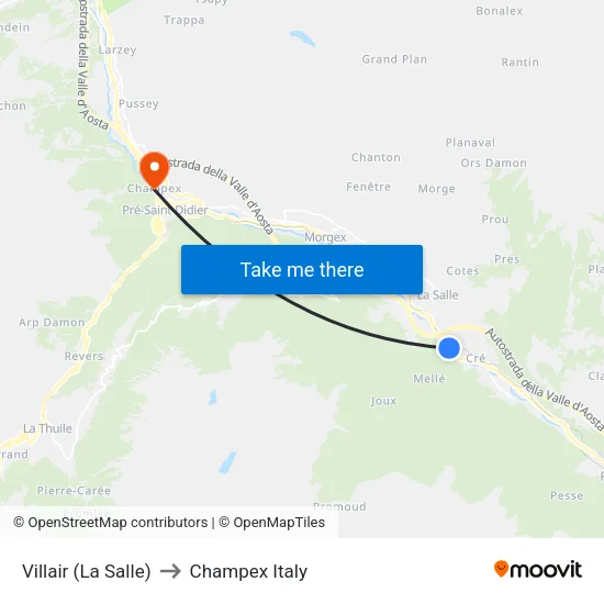 Villair (La Salle) to Champex Italy map