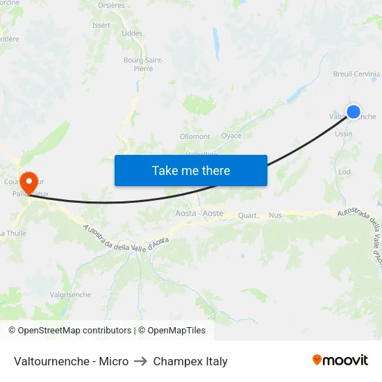 Valtournenche - Micro to Champex Italy map