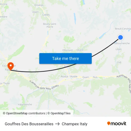 Bousserailles Gorge to Champex Italy map