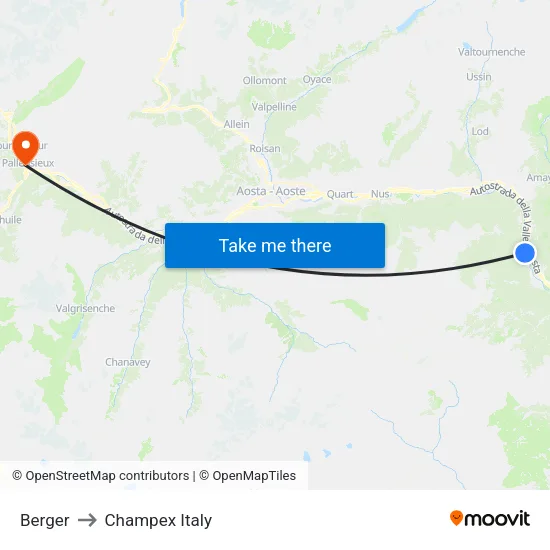 Berger to Champex Italy map