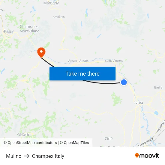 Hone - Mill to Champex Italy map