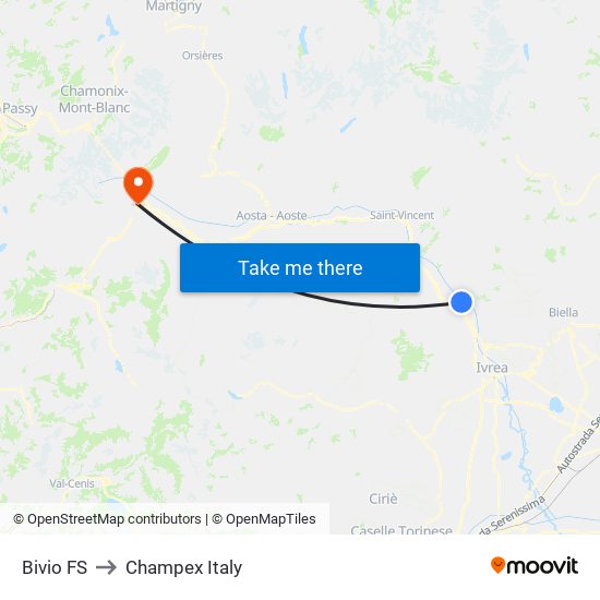 Bivio FS to Champex Italy map