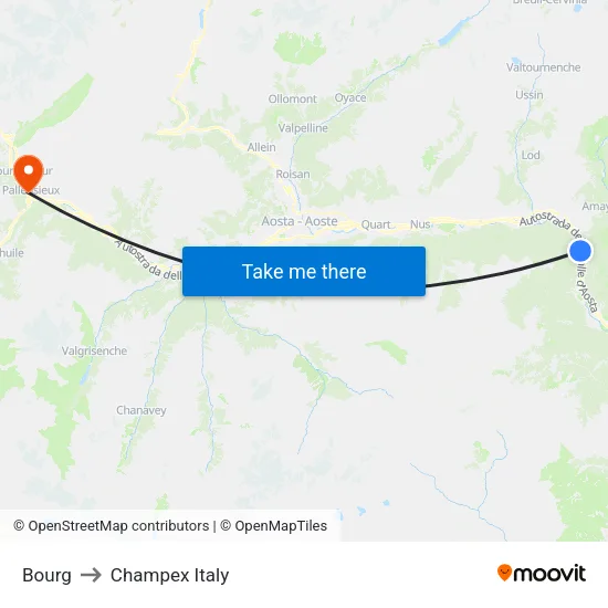 Bourg to Champex Italy map