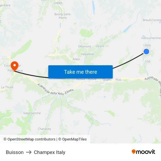 Buisson to Champex Italy map