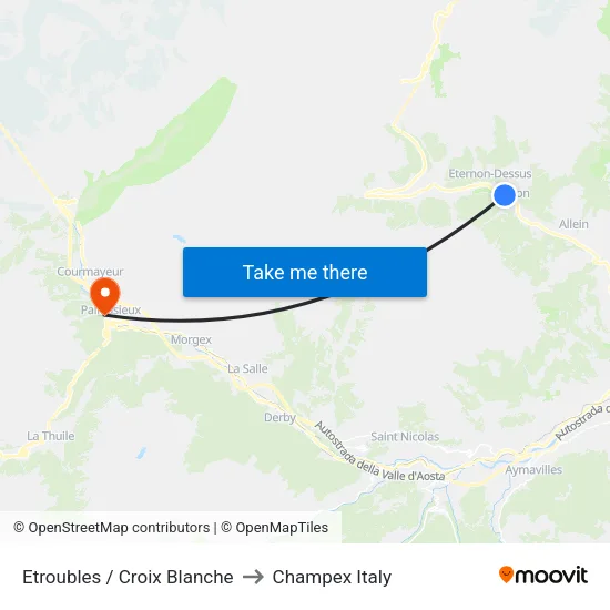 Etroubles / White Cross to Champex Italy map