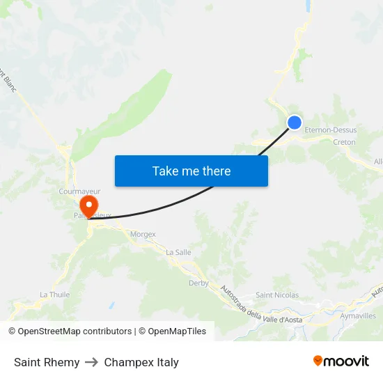 Saint Rhemy to Champex Italy map