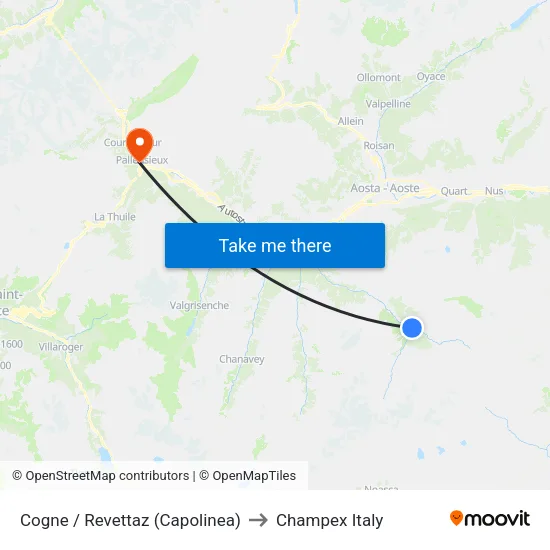 Cogne / Revettaz (Terminal) to Champex Italy map
