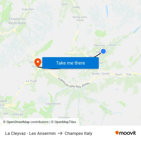 La Cleyvaz - Les Ansermin to Champex Italy map